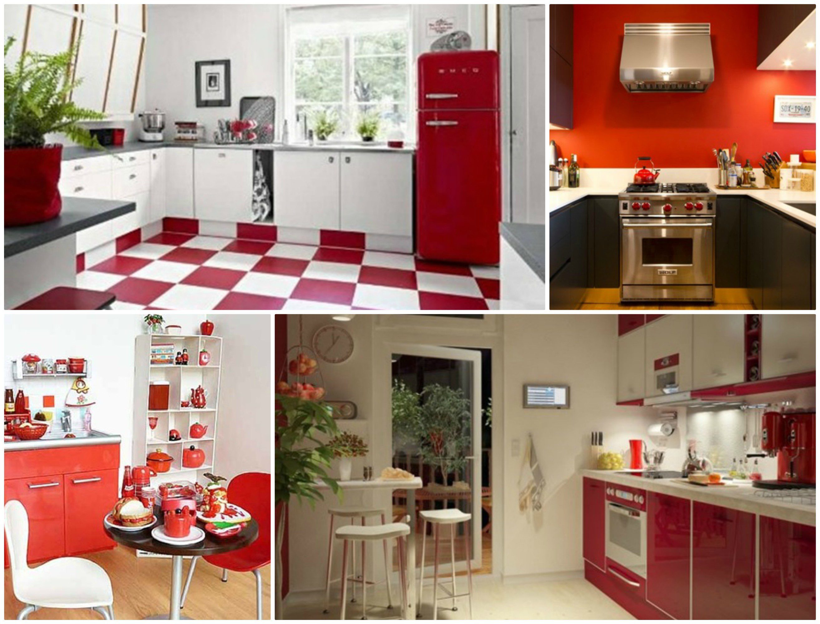 Una cocina funcional en blanco y rojo