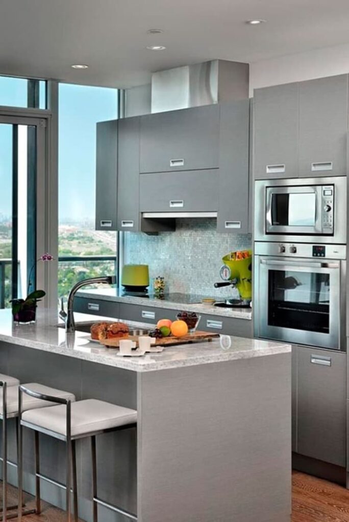 cocina gabinetes color gris